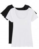 2x T-shirts en Coton BIO - Noir + Blanc - Femme