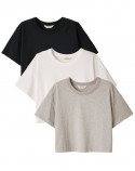 3x T-shirt crop top - Noir - Blanc - Gris
