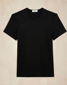 T-shirt col rond homme lin - Noir