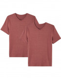 2x T-shirts Lin col V - Terracotta - Homme