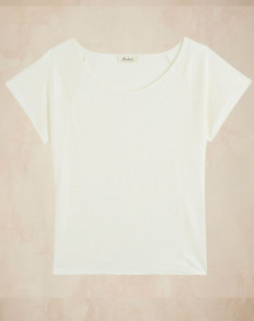 T-shirt col rond femme lin - Ecru