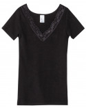 T-shirt chaud Dentelle - Noir - Femme