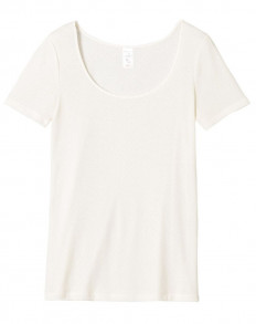 T-shirt Femme - Maille plumetis en laine - Blanc | Lemahieu