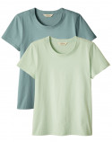 2x T-shirts en Coton BIO - Bleu Paon + Amande - Femme