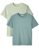 2x T-shirts en Coton BIO - Amande+ Bleu Paon - Homme