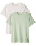 2x T-shirts en Coton BIO - Blanc + Amande - Homme