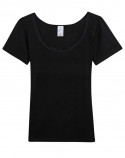 T-shirt col U - Chaleur Douce - Noir - Femme