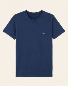 T-shirt brodé marine - Poisson zig zag