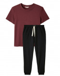 Ensemble T-shirt épais aubergine et Jogging noir