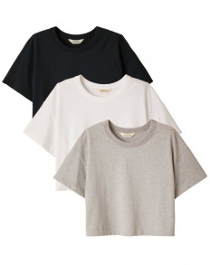 3X T-shirts crop top - Blanc - Gris - Noir