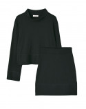 Ens. mini jupe - top laine et coton - Noir