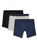 3x Boxers longs en Coton BIO - Noir - Gris