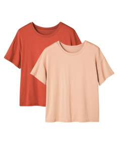 2x Top overzise coton modal Terracotta et Latte