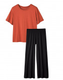 Ens. Nuit t-shirt Terracotta + Pantalon - Noir