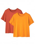 2x Top overzise coton modal Terracotta et Mordore