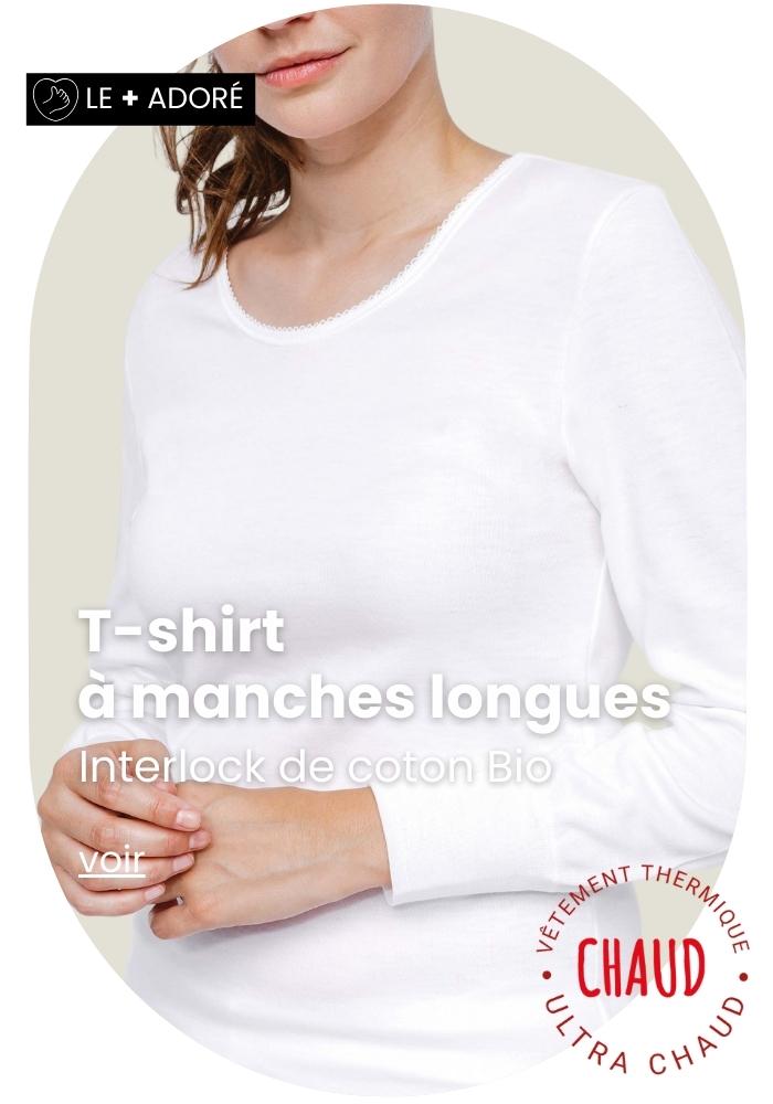 Tee-shirt manches longues ultra chaud Femme - Blanc - Made in