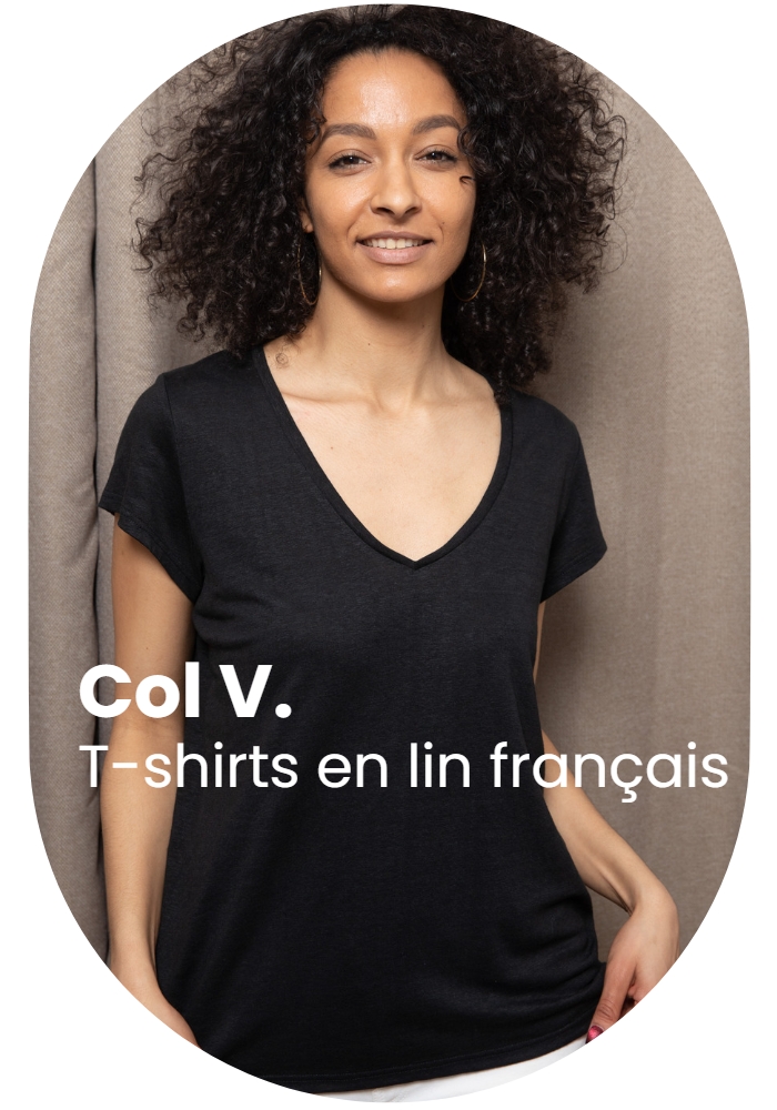 Tee shirt lin femme col v new arrivals