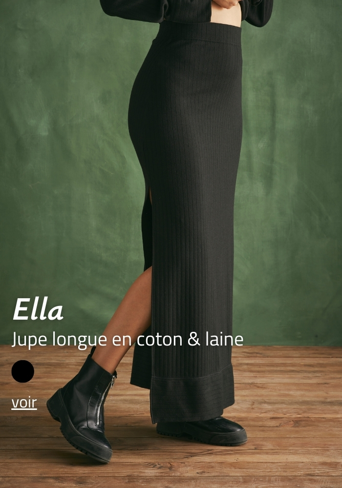 Jupe longue en laine et coton Made in France | Lemahieu