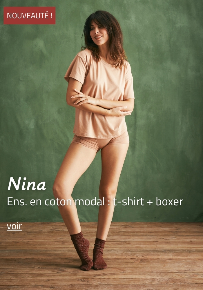 Ensemble top + boxer femme en coton modal Made in France | Lemahieu