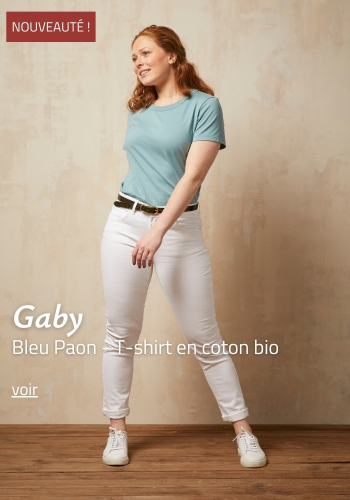 T-shirt bleu Femme coton bio fabriqué en France | Eté Lemahieu