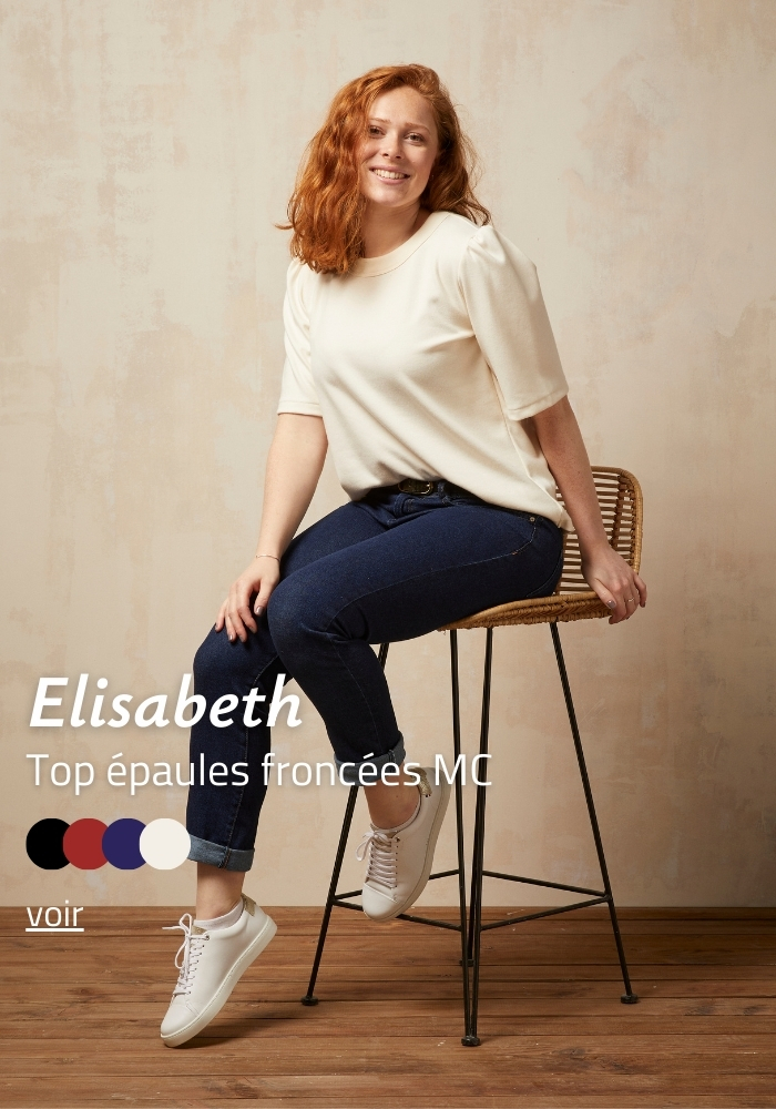 Elisabeth - Top épaules froncées - Manches courtes | Made in France Lemahieu