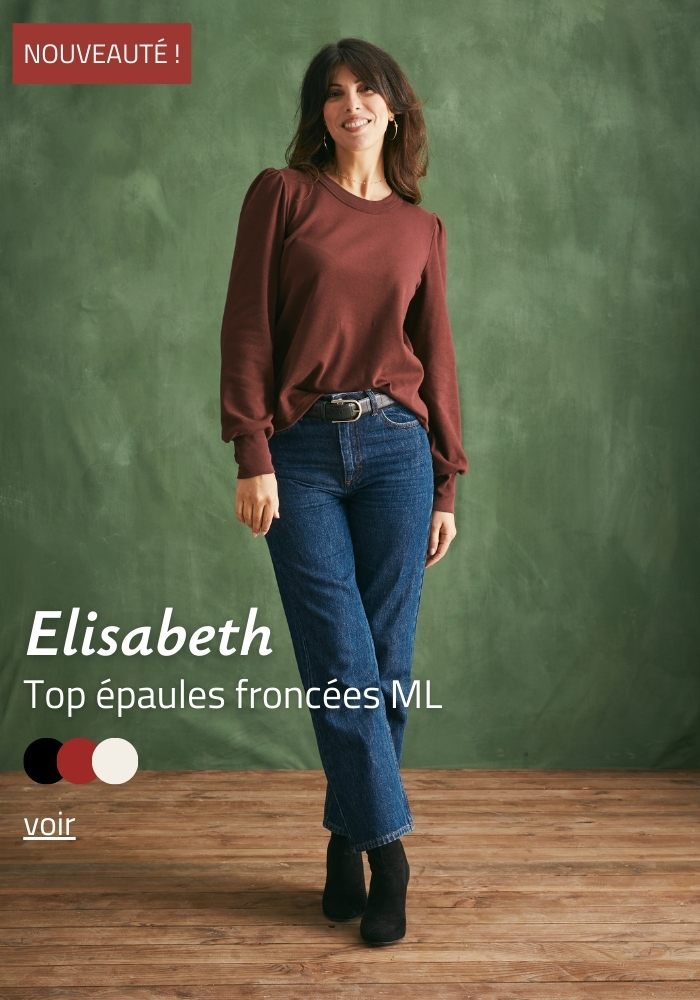 Elisabeth - Top épaules froncées | Made in France Lemahieu