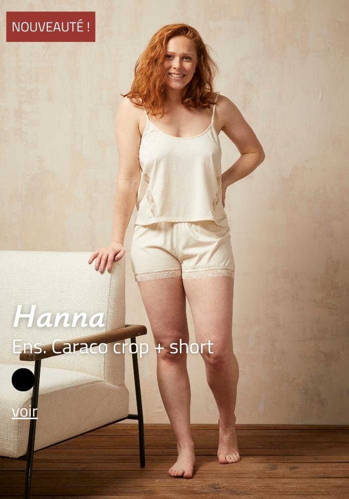 Ecru - Caraco + Short - Lingerie de nuit Made in France | Lemahieu