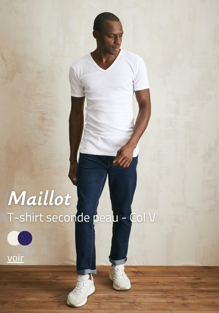 Maillot de corps T-shirt col V Made in France | Lemahieu