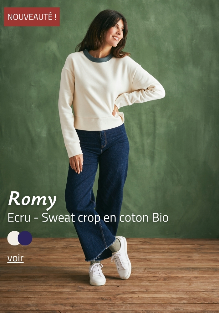 Sweat crop femme Made in France - Ecru | Lemahieu