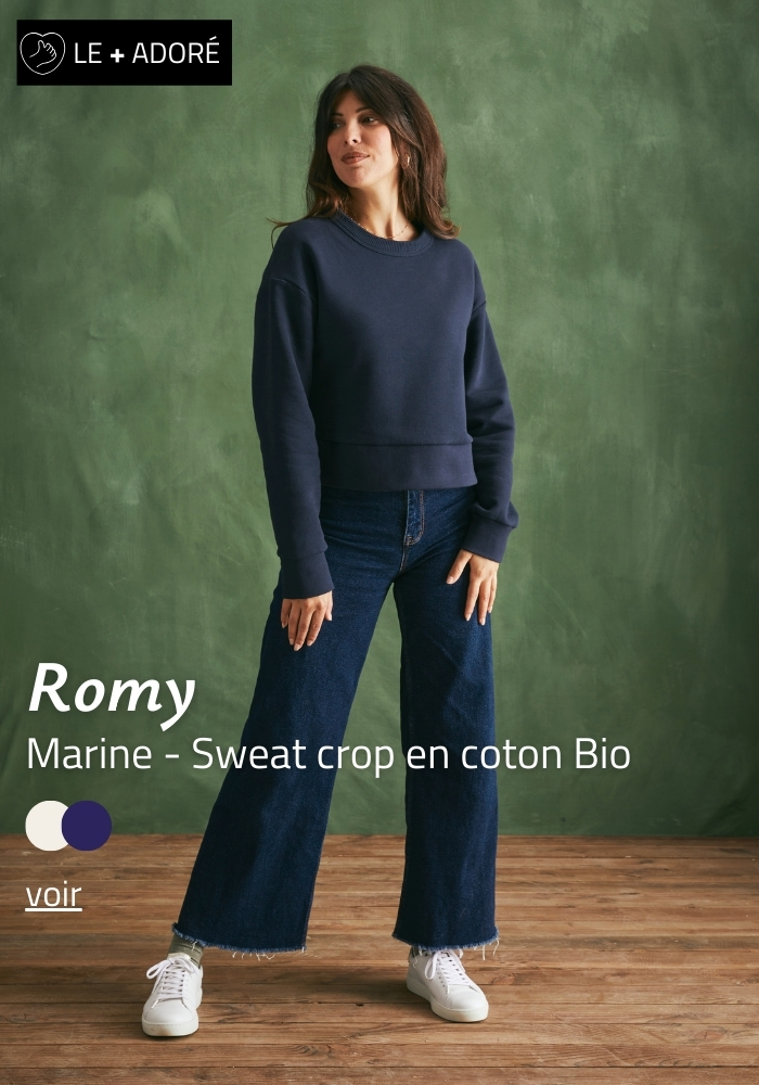 Sweat crop femme Made in France - Marine | Lemahieu